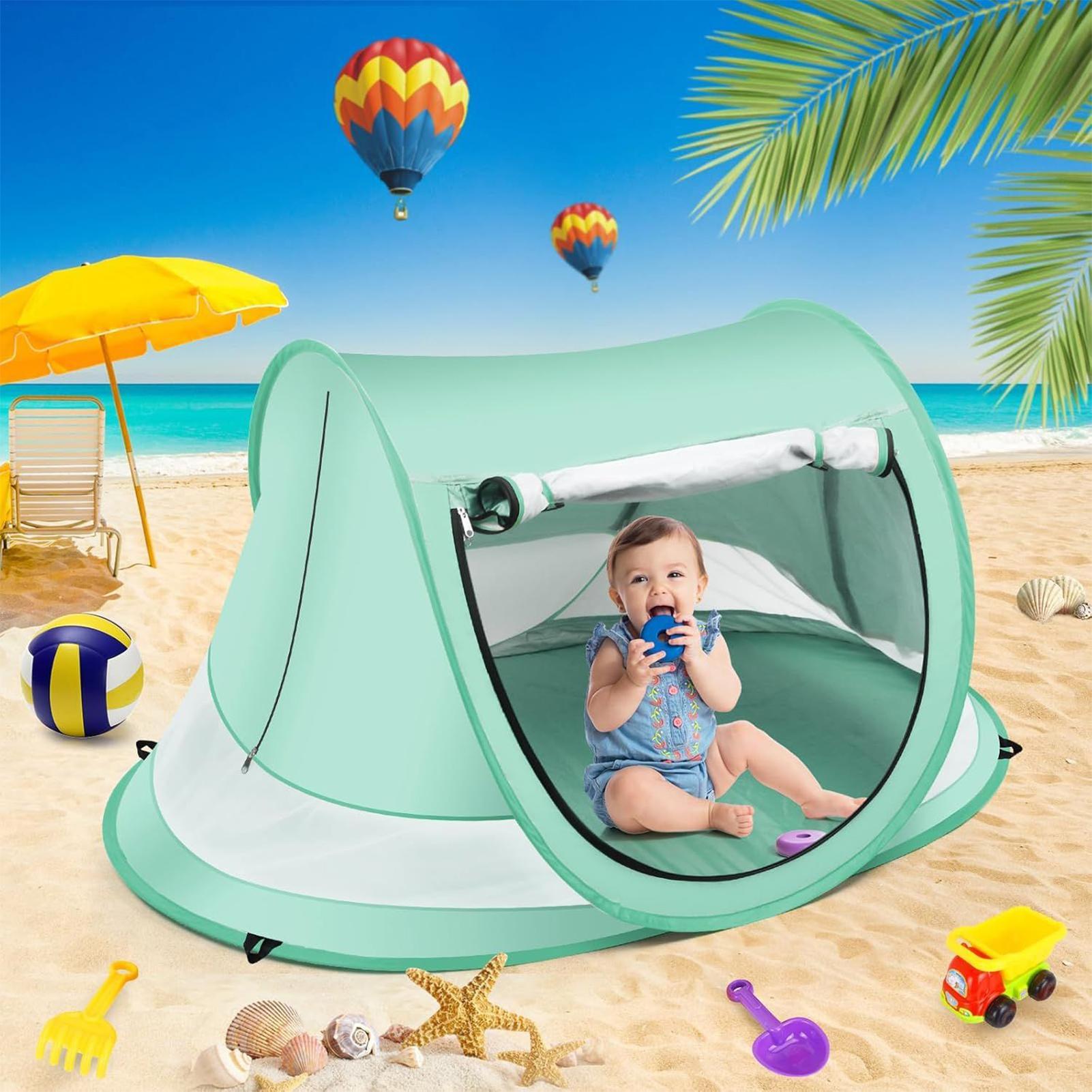 Outdoor Camping Automatic Quick Opening Tent - เต็นท์ชายหาดสำหรับเด็กเล็ก เต็นท์กันแดดสำหรับเด็ก ป้องกันรังสียูวี พับเก็บได้ ใช้สำหรับตั้งแคมป์ พักผ่อนริมสระน้ำ