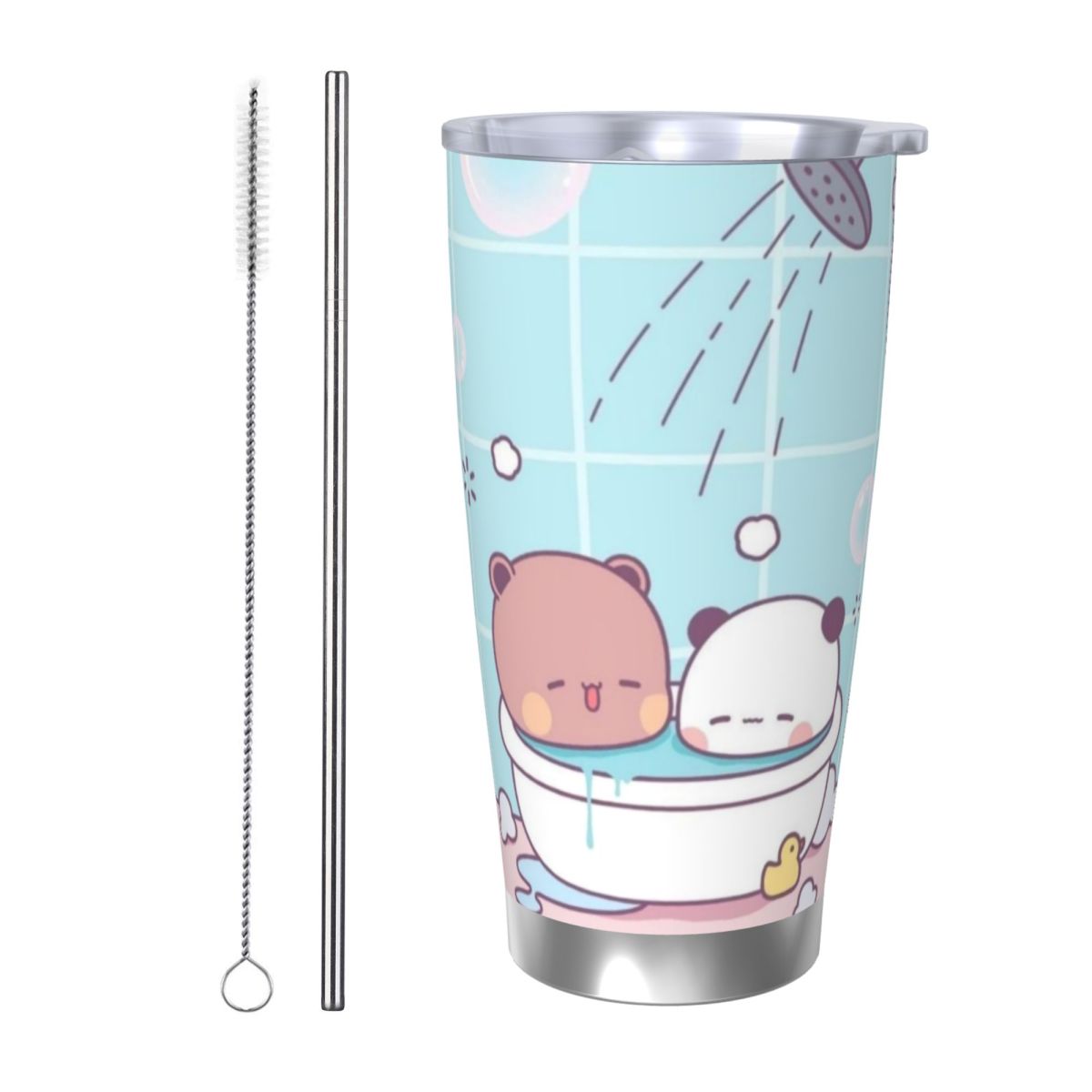 Vacuum Insulated Flask - แก้วเก็บความร้อนสแตนเลส 20 ออนซ์ ลายหมีแพนด้า กอด บูบู