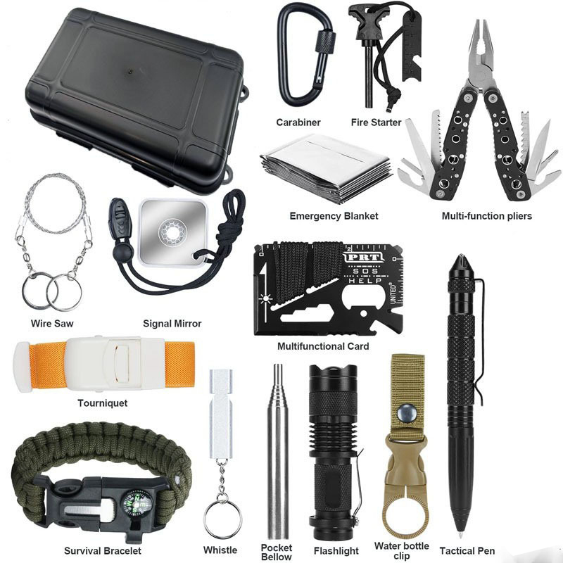 Survival Kit - ชุดอุปกรณ์ฉุกเฉินพกพาขนาดกะทัดรัด ทนทานต่อแรงกระแทก สำหรับการเอาชีวิตรอด ยี่ห้อ Hongrui เหมาะสำหรับตกปลา