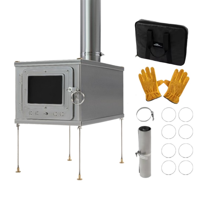 Outdoor Camping Wood Stove - เตาเต็นท์พับได้น้ำหนักเบาทำจากโลหะผสมไทเทเนี่ยมแข็งแรงทนทานแบบพกพาสามารถพับเก็บได้เตาไฟไฟไฟไม้ถ่านสำหรับตั้งแคมป์กลางแจ้ง