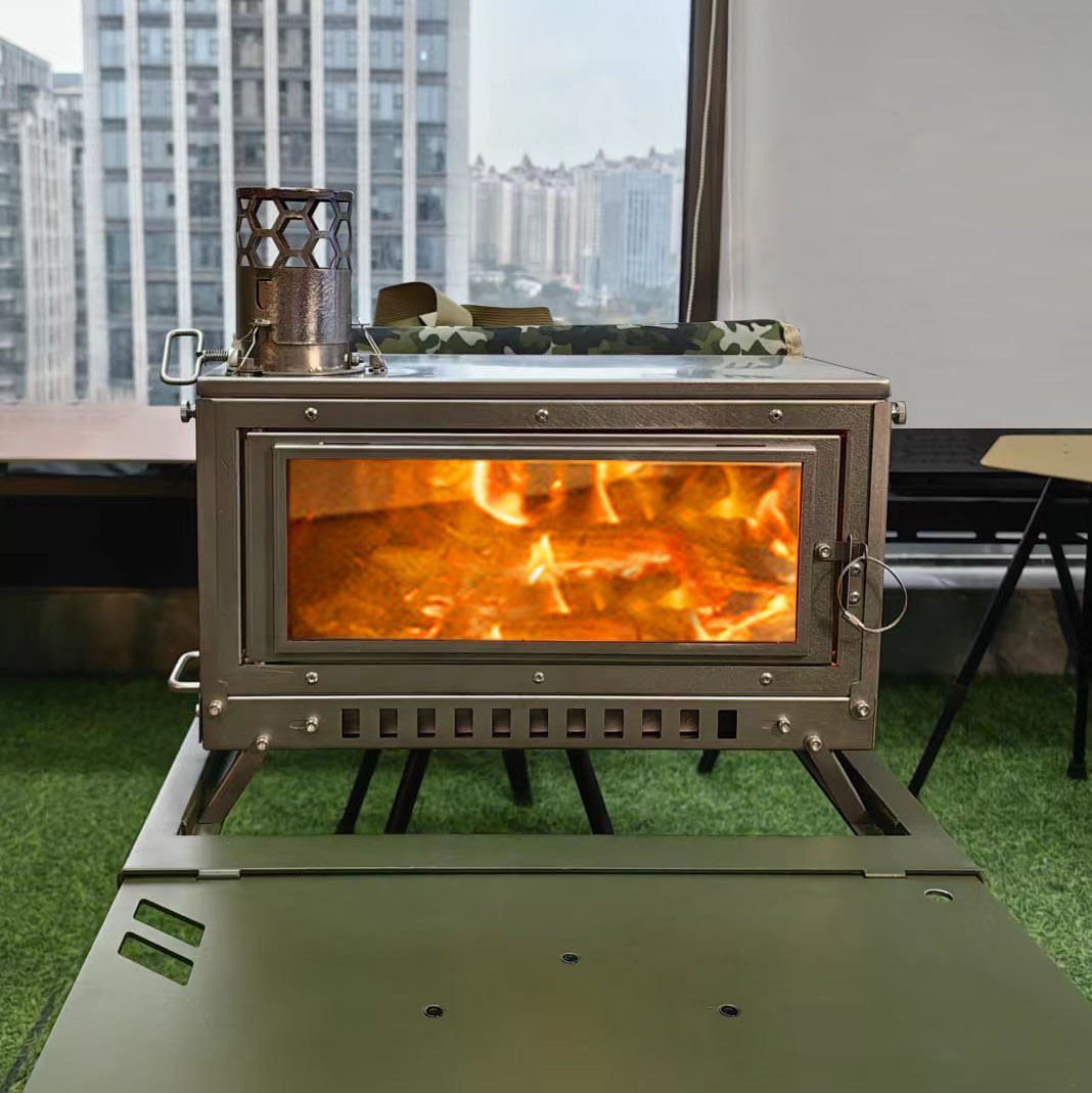 Outdoor Camping Wood Stove - เตาไม้พับได้ เตาพกพา เตาถ่าน เตาไม้สแตนเลสแบบพับได้ เตาตั้งโต๊ะ เตาแคมป์ปิ้ง