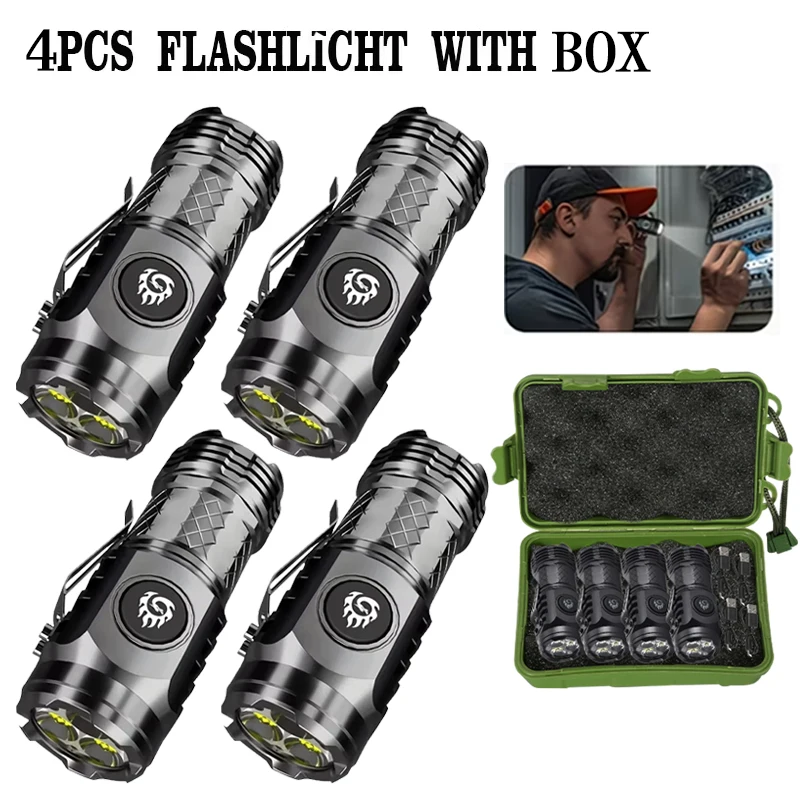 Outdoor Camping Adventure - ไฟฉายมือถือที่สว่างเป็นพิเศษ ชาร์จ USB C กันน้ำ ปรับความสว่างได้
