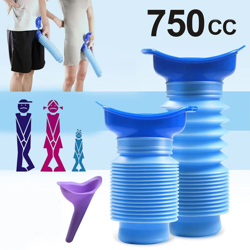Outdoor Camping Urinal - 750ML แบบพกพายืนปัสสาวะห้องน้ําปัสสาวะรถท่องเที่ยวกลางแจ้งผู้ใหญ่โถปัสสาวะสําหรับ Man Woman เด็กไม่เต็มเต็ง Peeing