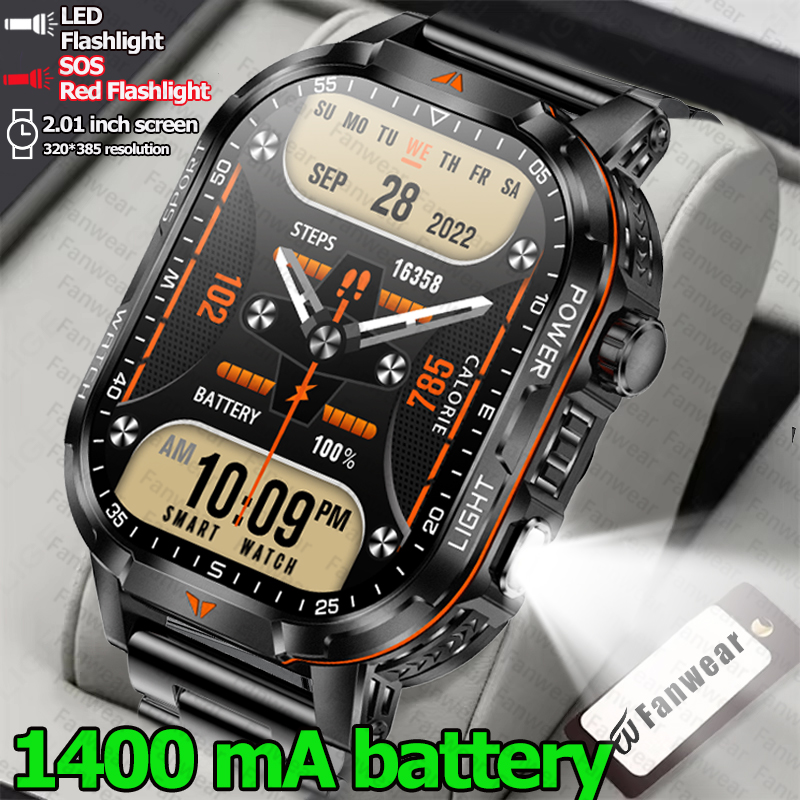 Outdoor Camping Japan - นาฬิกาสมาร์ทวอทช์ผู้ชายสำหรับกิจกรรมกลางแจ้ง ทนทาน แบตเตอรี่ 1400mAh ระบบ GPS