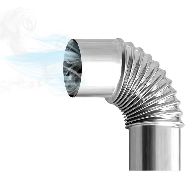 Outdoor Camping Wood Stove - 60/75 มม.สแตนเลส 90 องศาข้อศอก Chimney Liner