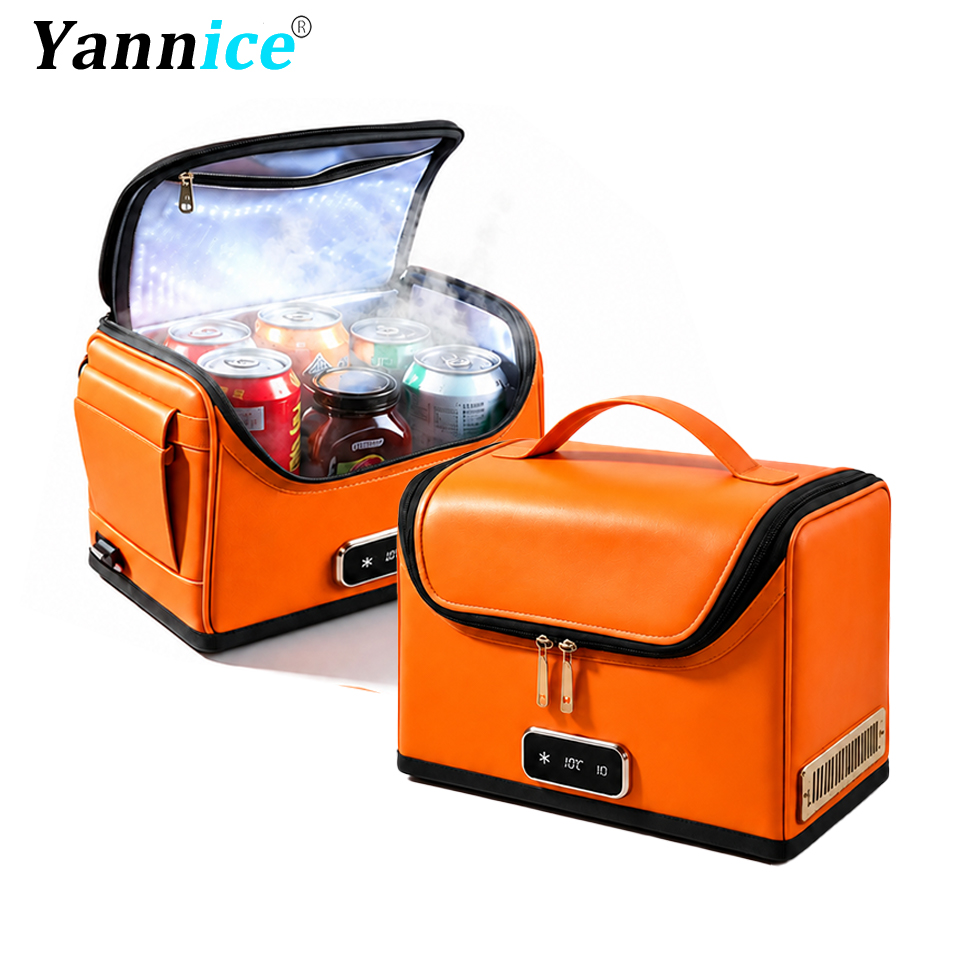 Outdoor Camping Fridge - ตู้เย็นขนาดเล็ก 4 ลิตรสำหรับรถยนต์ พร้อมฟังก์ชันทำความเย็นและทำความร้อน ใช้พลังงาน 12V/USB/AC