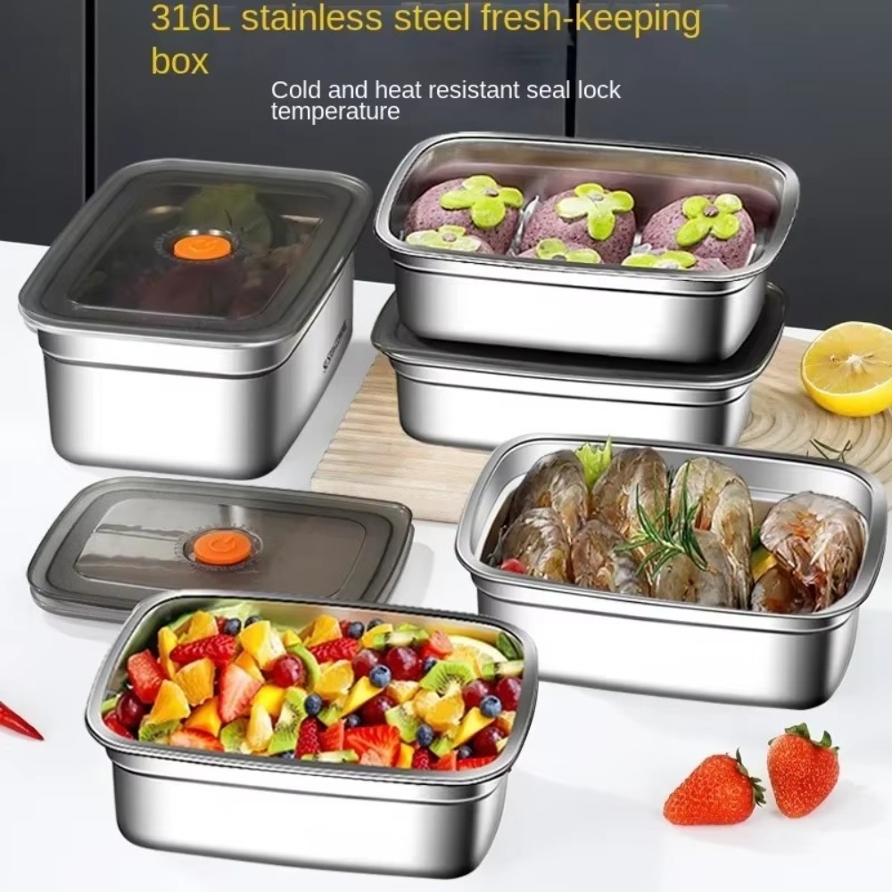 Outdoor Camping Fridge - สแตนเลส Camping กล่องอาหารกลางวัน Leak-proof ไมโครเวฟเหมาะสําหรับกล่อง Bento