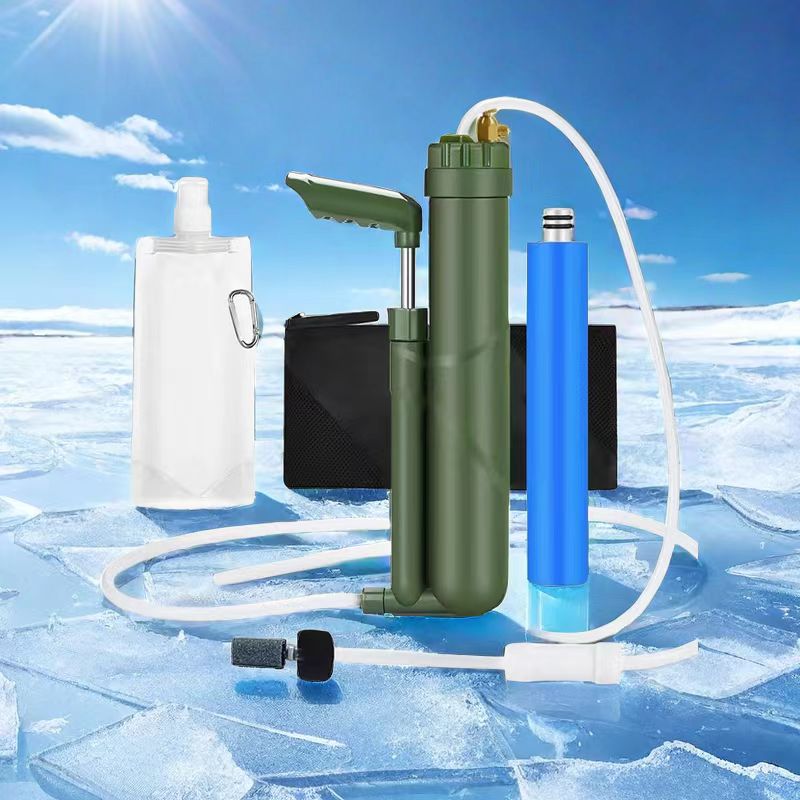 Survival Kit - ที่กรองน้ำแบบปั๊มมือแบบพกพา RO เครื่องกรองน้ำระบบออสโมซิสแบบย้อนกลับชุดการอยู่รอดฉุกเฉินกลางแจ้งสำหรับเดินป่าตั้งแคมป์เดินทาง