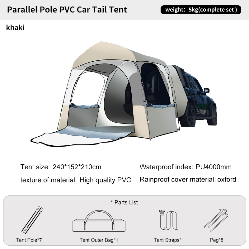 Outdoor Camping Van Tent - เต็นท์ทรงกลมใสสำหรับ 3 คน ใช้ได้ทุกฤดู สำหรับตั้งแคมป์บนรถ SUV