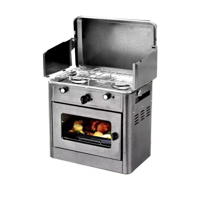 Outdoor Gas Camping Oven - เตาแก๊สบาร์บีคิว2หัวแบบพกพาสำหรับตั้งแคมป์กลางแจ้ง