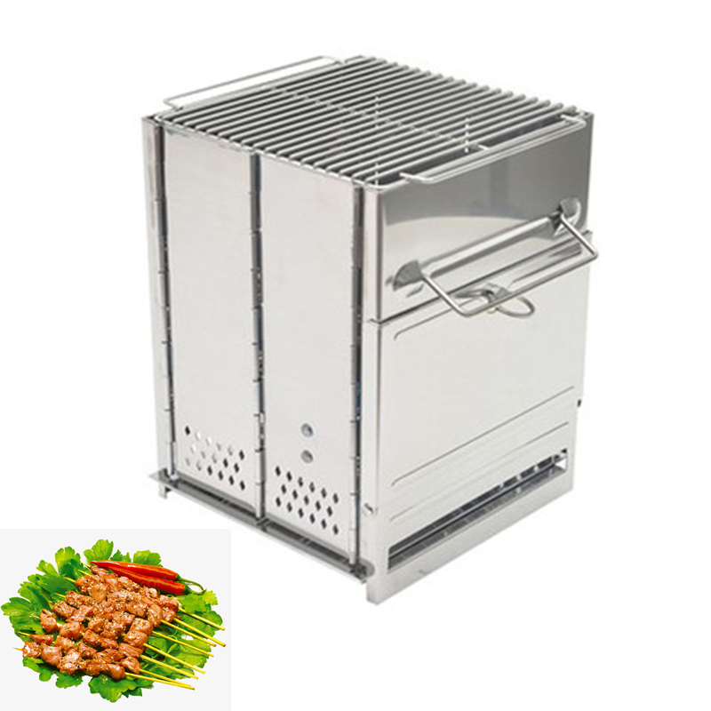 Outdoor Camping Cooking Equipment - เตาไม้สำหรับตั้งแคมป์กลางแจ้ง อุปกรณ์พกพาแบบถอดประกอบได้ เตาปิกนิก อุปกรณ์ทำอาหารข้ามพรมแดน