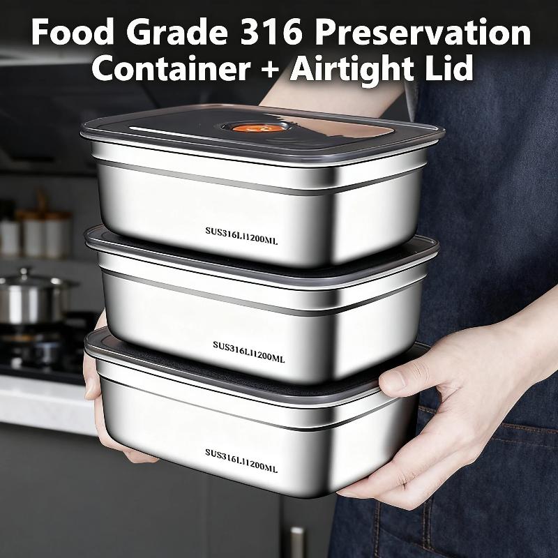 Outdoor Camping Fridge - (BF06)กล่องอาหารกลางวันสแตนเลสสำหรับแคมป์ปิ้ง กล่องเบนโตะปิดผนึกป้องกันการรั่วซึม กล่องเก็บของในตู้เย็นความจุขนาดใหญ่