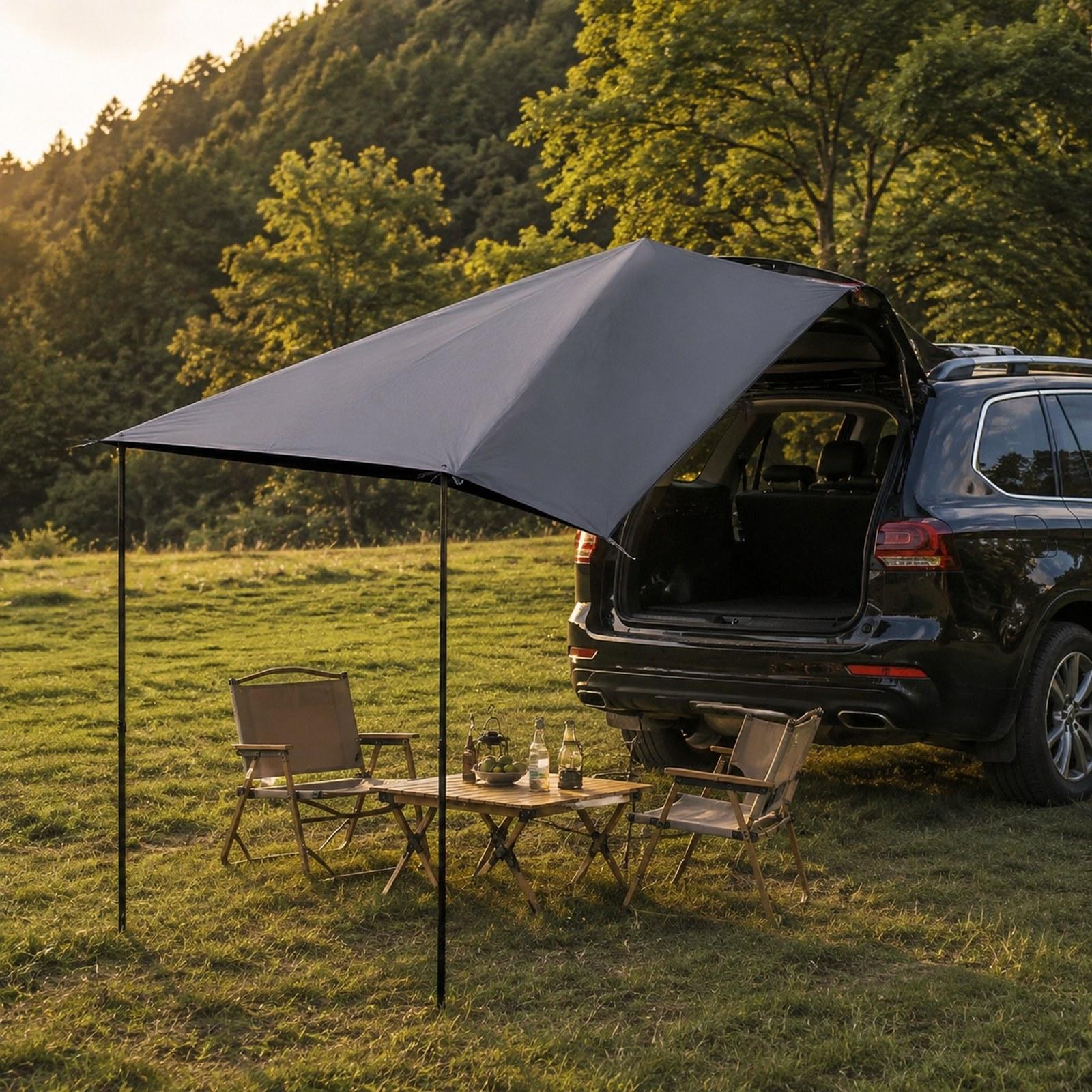 Outdoor Camping Van Tent - เต็นท์กันสาดสำหรับรถยนต์ ป้องกันแสงแดดกลางแจ้ง ทำจากโพลีเอสเตอร์ สำหรับรถ SUV รถบรรทุก