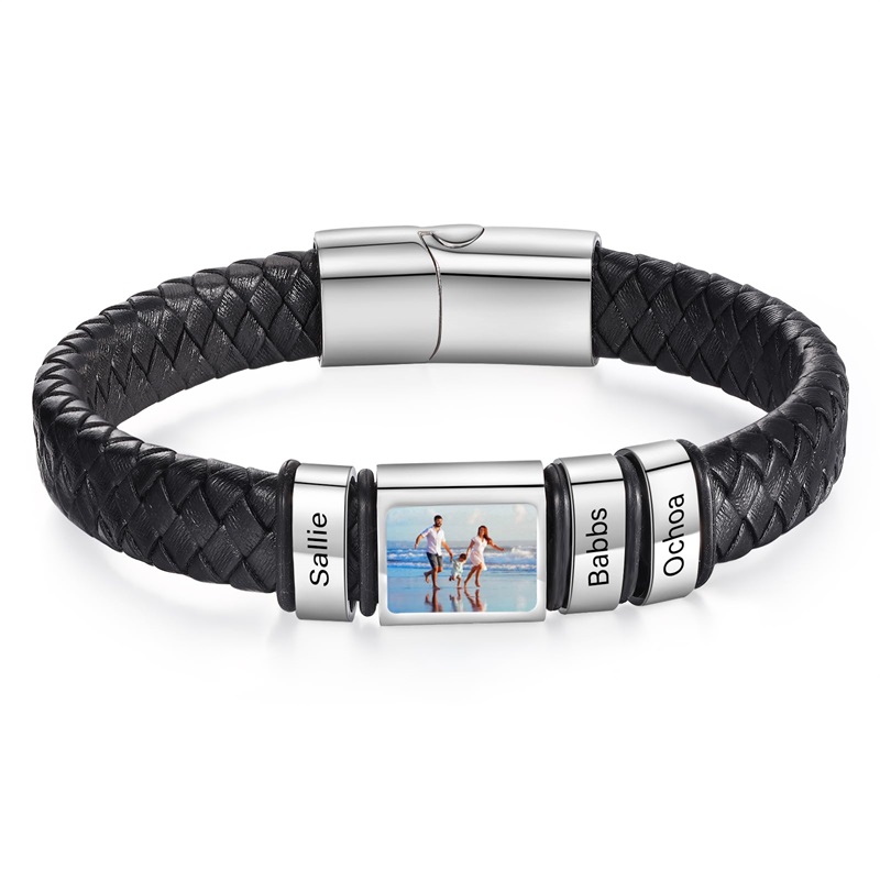 Paracord Bracelet - CUSTOM Photo สร้อยข้อมือส่วนบุคคลภาพสร้อยข้อมือหนังแกะสลักชื่อสร้อยข้อมือของขวัญเครื่องประดับสําหรับชายสามี