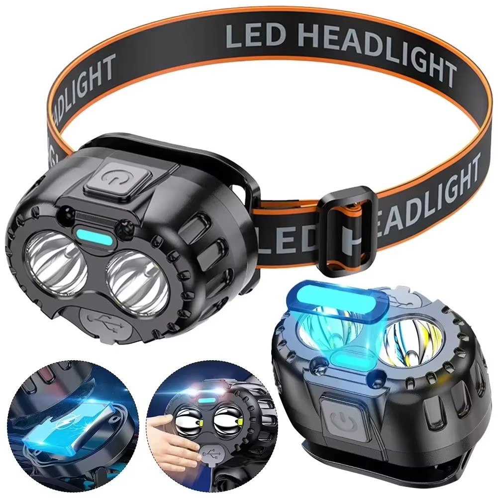 Outdoor Camping Adventure - ไฟฉายคาดศีรษะ LED กำลังสูง กันน้ำระดับ IPX4 ไฟฉายฉุกเฉิน