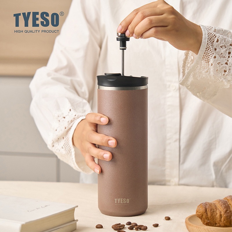 Vacuum Insulated Flask - แก้วกาแฟ TYESO 600 มล. แก้วกาแฟแบบกดฝรั่งเศส ทำมือ