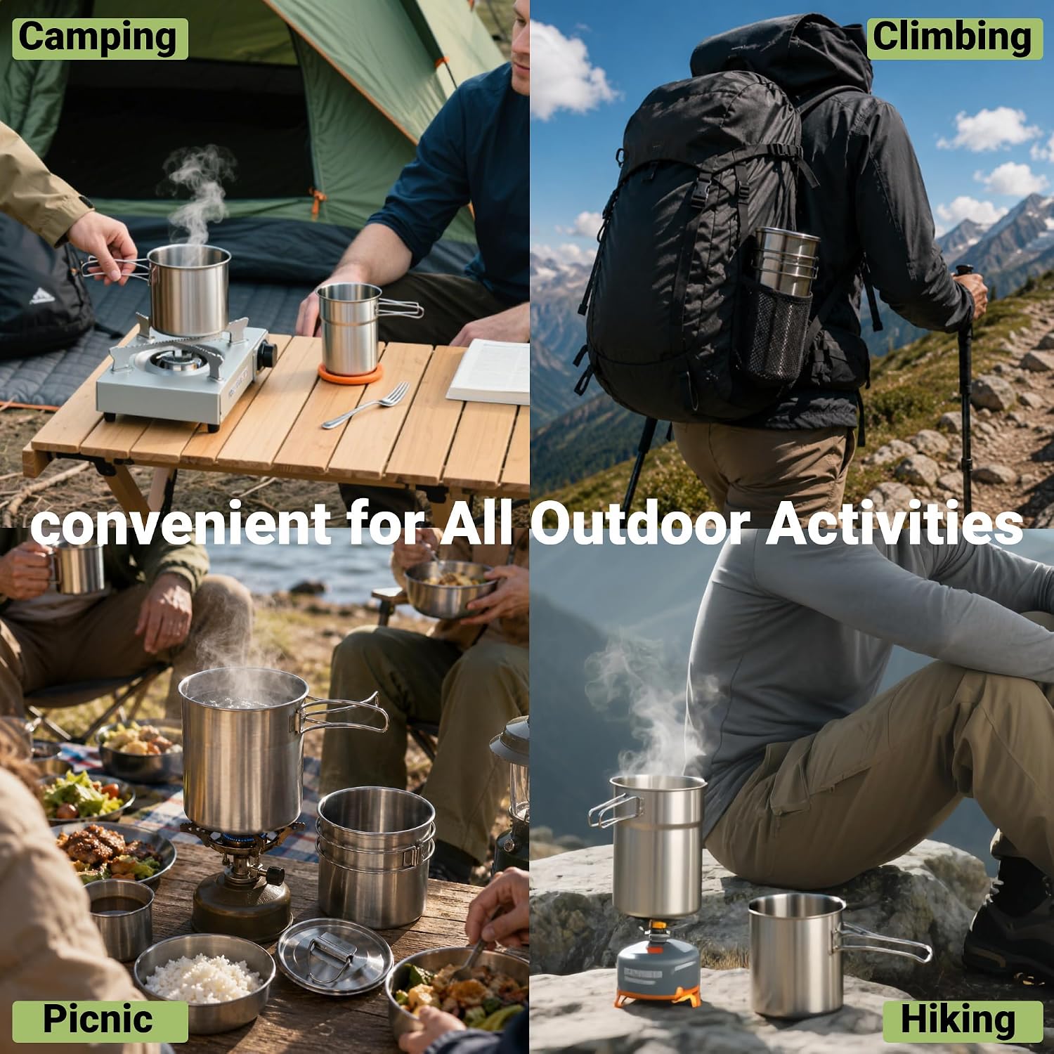 แก้วพับได้สำหรับแคมป์ปิ้ง หม้อ - Outdoor Camping Cooking Equipment บทวิจารณ์และราคา