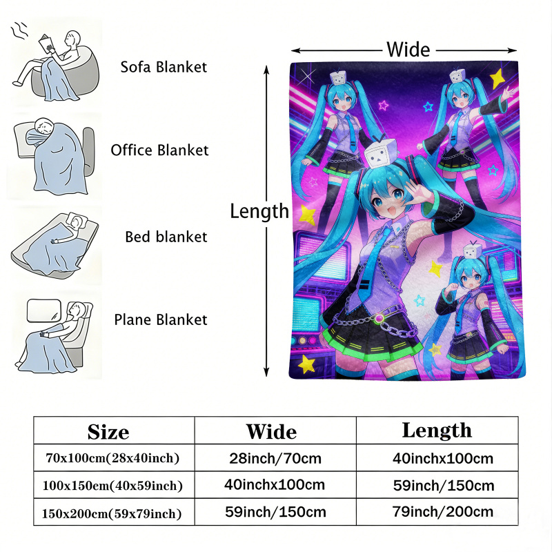 ผ้าห่มฟลานเนลฮัตสึเนะ มิกุ,ผ้า - Outdoor Camping Anime บทวิจารณ์และราคา