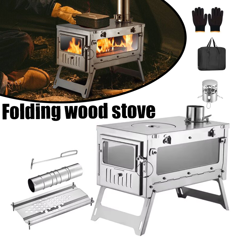 430 สแตนเลสแบบพกพาเต็นท์เตาพับ - Outdoor Camping Wood Stove บทวิจารณ์และราคา