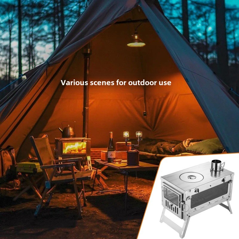 430 สแตนเลสแบบพกพาเต็นท์เตาพับ - Outdoor Camping Wood Stove บทวิจารณ์และราคา