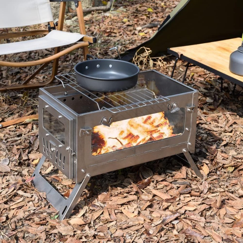 430 สแตนเลสแบบพกพาเต็นท์เตาพับ - Outdoor Camping Wood Stove บทวิจารณ์และราคา