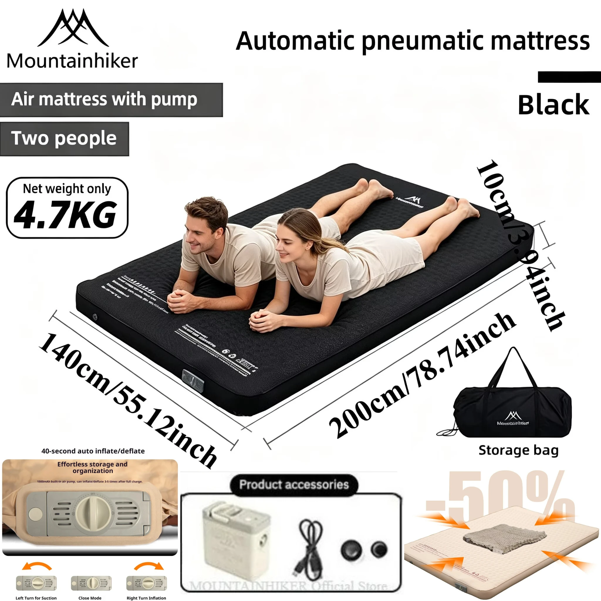 ที่นอนเป่าลม MOUNTAINHIKER รุ่ - Outdoor Inflatable Camping Tent With Air Pump บทวิจารณ์และราคา