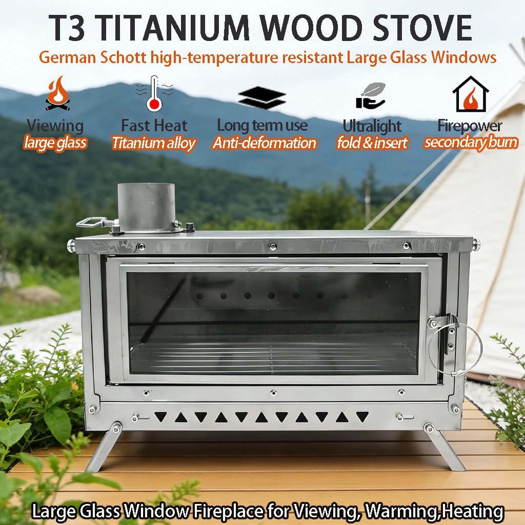 เตาเต็นท์ไทเทเนียม DANCHEL T3, - Outdoor Camping Wood Stove บทวิจารณ์และราคา