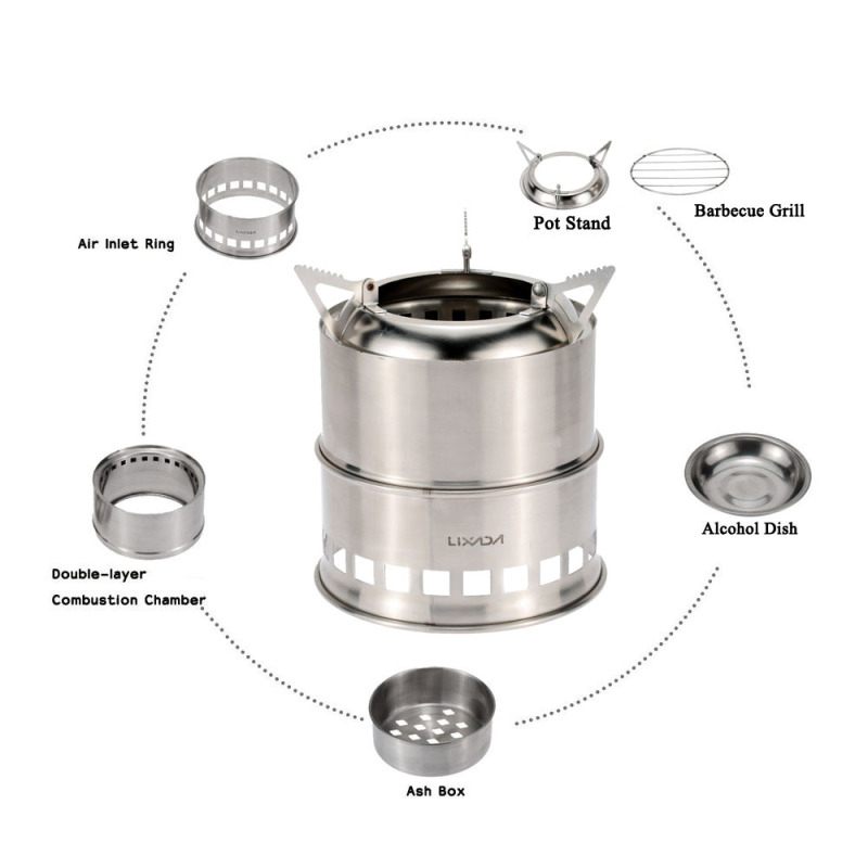 Lixada เตาไม้สแตนเลสสำหรับตั้ง - Outdoor Camping Wood Stove บทวิจารณ์และราคา