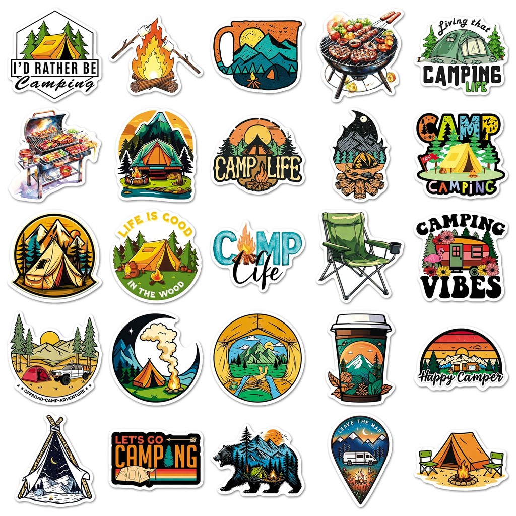 สติกเกอร์กันน้ำลายเต็นท์แคมป์ป - Outdoor Camping Anime บทวิจารณ์และราคา