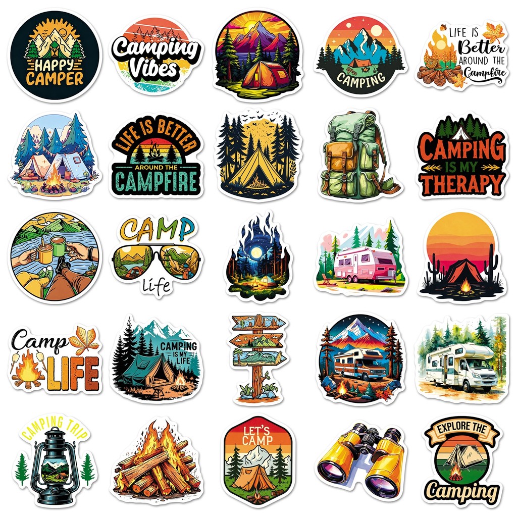 สติกเกอร์กันน้ำลายเต็นท์แคมป์ป - Outdoor Camping Anime บทวิจารณ์และราคา