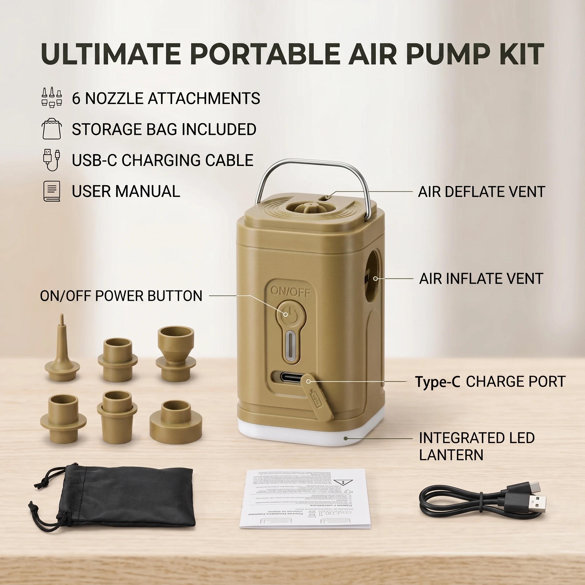 ปั๊มลมไร้สายขนาดเล็ก ชาร์จผ่าน - Outdoor Inflatable Camping Tent With Air Pump บทวิจารณ์และราคา