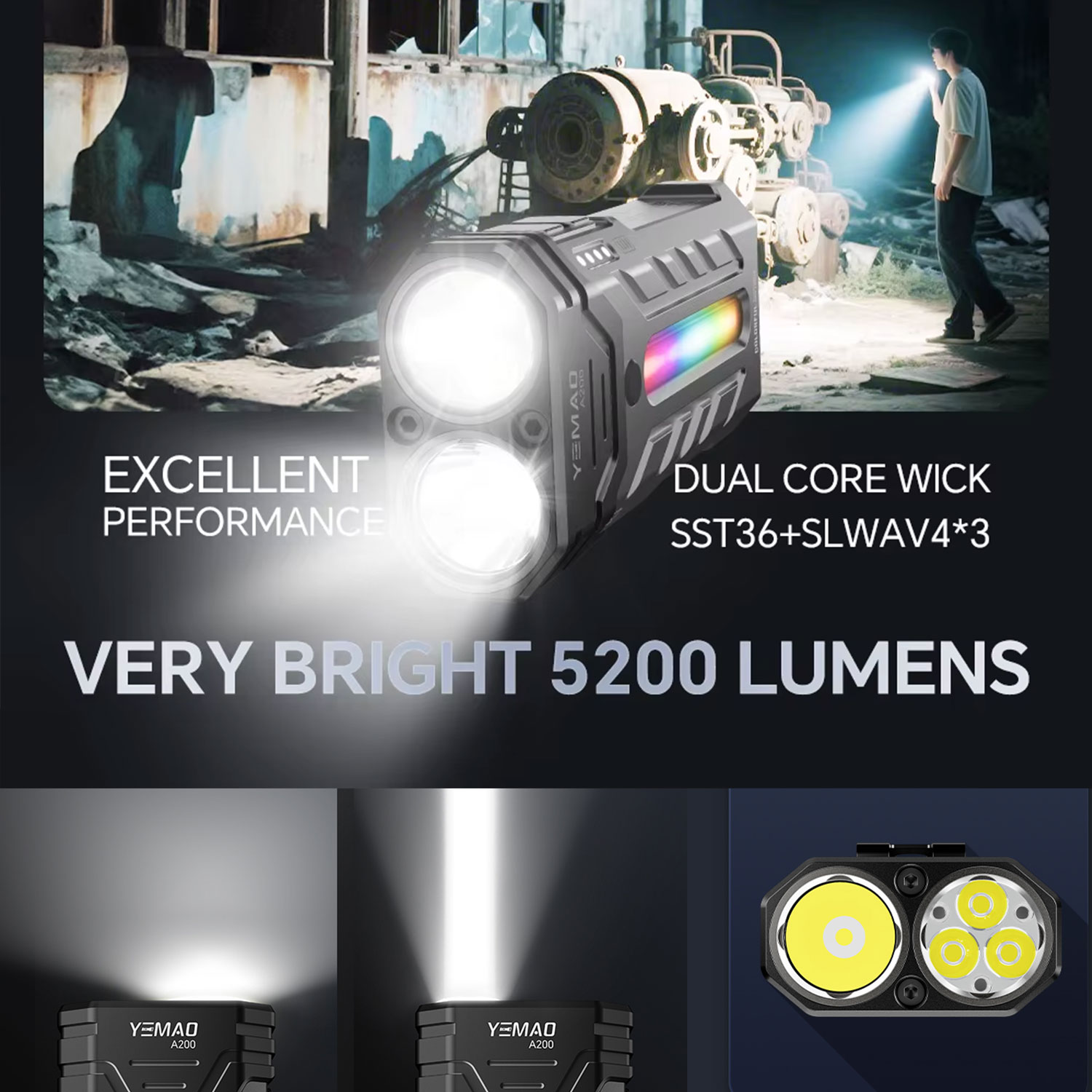 ไฟฉาย LED RGB แบบพกพาอเนกประสง - Outdoor Camping Adventure บทวิจารณ์และราคา