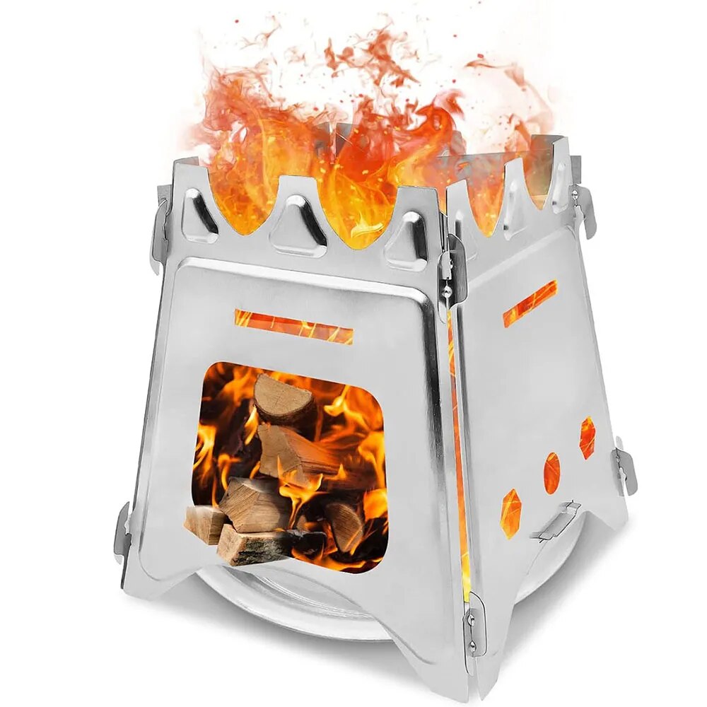 เตาไม้ตั้งแคมป์แบบพกพาเตาฟืนสแ - Outdoor Camping Wood Stove บทวิจารณ์และราคา