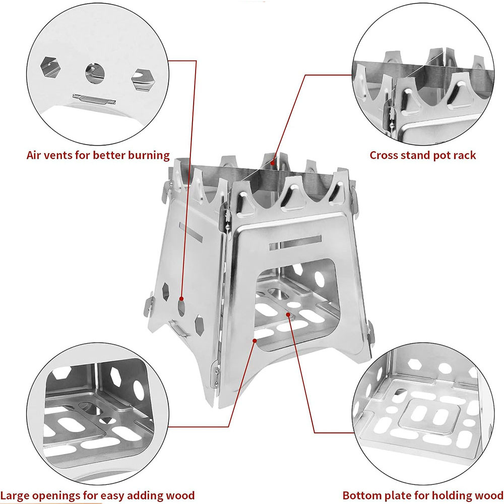 เตาไม้ตั้งแคมป์แบบพกพาเตาฟืนสแ - Outdoor Camping Wood Stove บทวิจารณ์และราคา