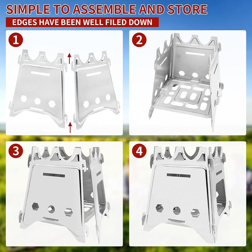 เตาไม้ตั้งแคมป์แบบพกพาเตาฟืนสแ - Outdoor Camping Wood Stove บทวิจารณ์และราคา
